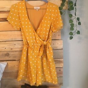 Everly yellow polka dot romper